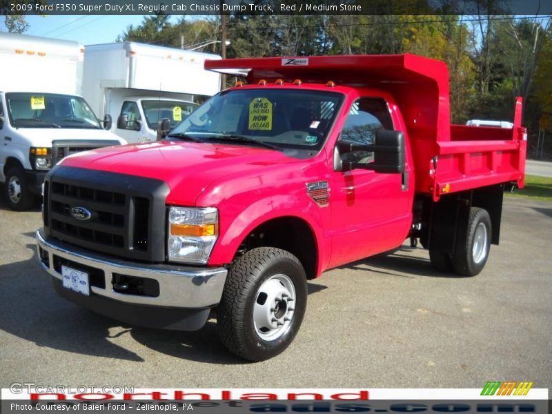 Red / Medium Stone 2009 Ford F350 Super Duty XL Regular Cab Chassis Dump Truck
