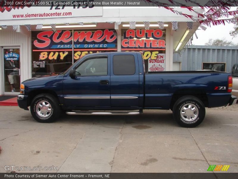 Marine Blue Metallic / Neutral 2003 GMC Sierra 1500 SLT Extended Cab 4x4