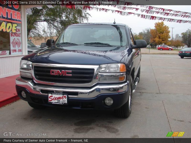 Marine Blue Metallic / Neutral 2003 GMC Sierra 1500 SLT Extended Cab 4x4