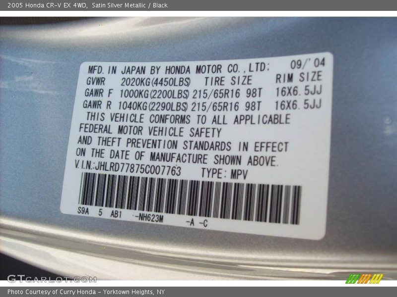Satin Silver Metallic / Black 2005 Honda CR-V EX 4WD