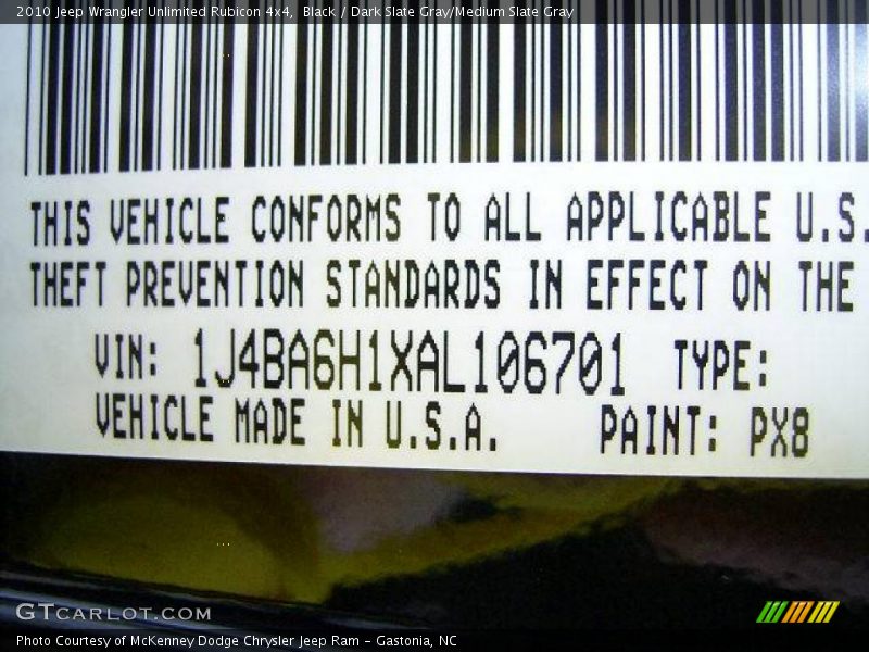 Black / Dark Slate Gray/Medium Slate Gray 2010 Jeep Wrangler Unlimited Rubicon 4x4