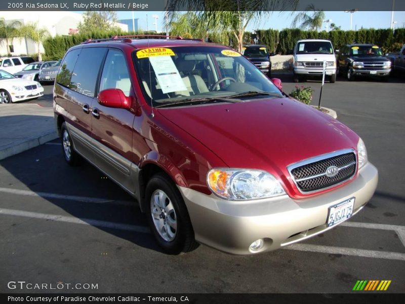 Ruby Red Metallic / Beige 2005 Kia Sedona LX