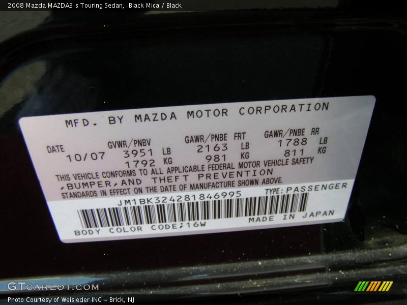 Black Mica / Black 2008 Mazda MAZDA3 s Touring Sedan
