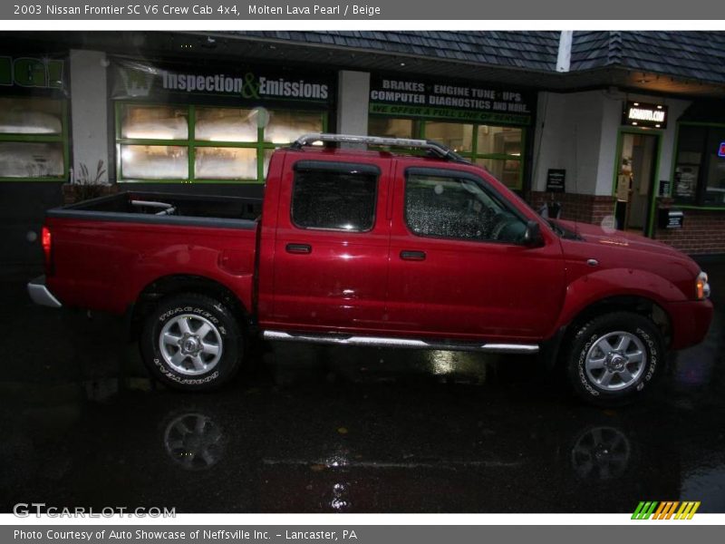 Molten Lava Pearl / Beige 2003 Nissan Frontier SC V6 Crew Cab 4x4