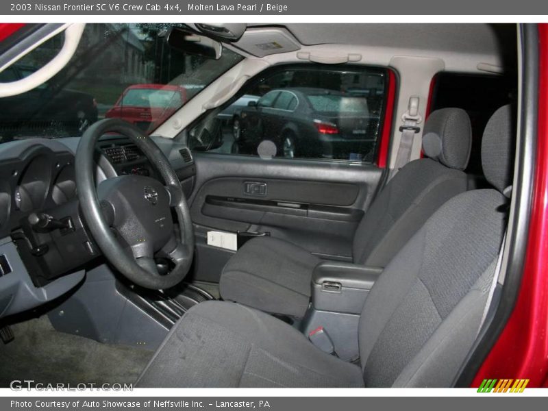 Molten Lava Pearl / Beige 2003 Nissan Frontier SC V6 Crew Cab 4x4