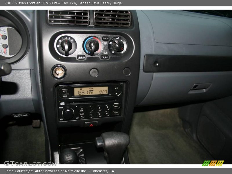 Molten Lava Pearl / Beige 2003 Nissan Frontier SC V6 Crew Cab 4x4