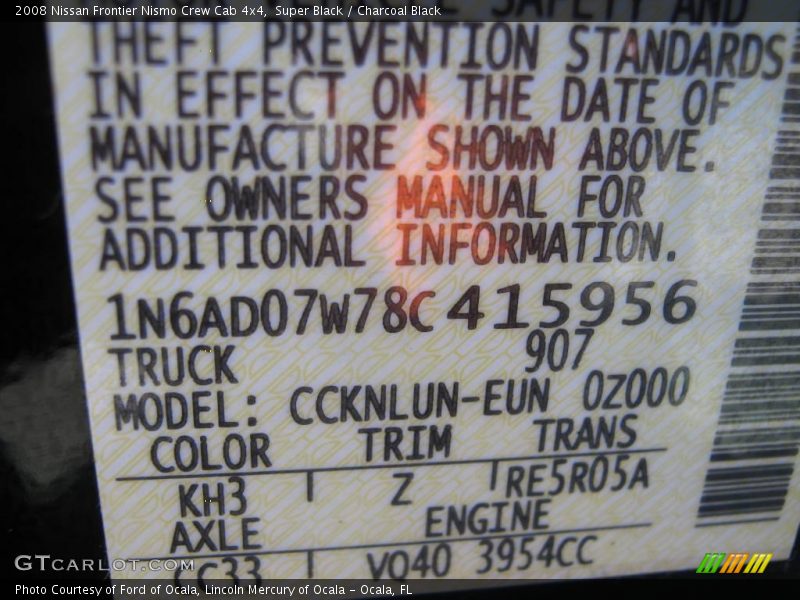 Super Black / Charcoal Black 2008 Nissan Frontier Nismo Crew Cab 4x4