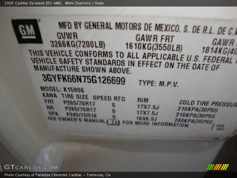 White Diamond / Shale 2005 Cadillac Escalade ESV AWD