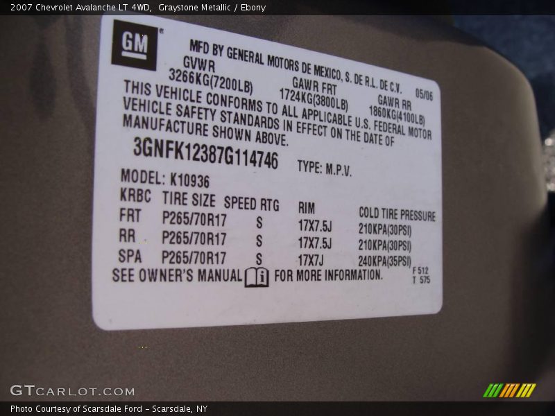 Graystone Metallic / Ebony 2007 Chevrolet Avalanche LT 4WD