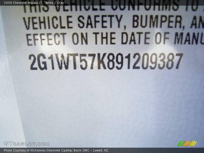 White / Gray 2009 Chevrolet Impala LT