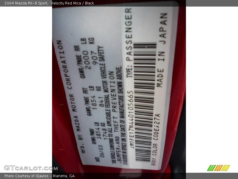 Velocity Red Mica / Black 2004 Mazda RX-8 Sport