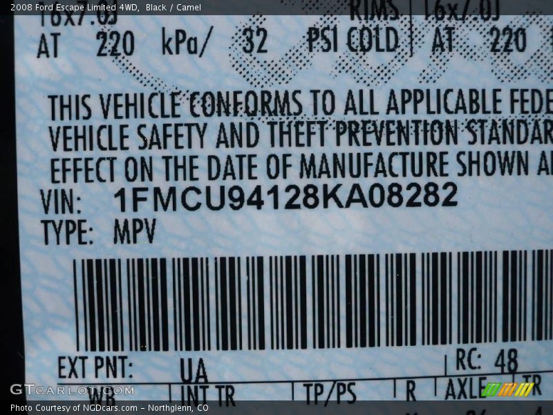 Black / Camel 2008 Ford Escape Limited 4WD