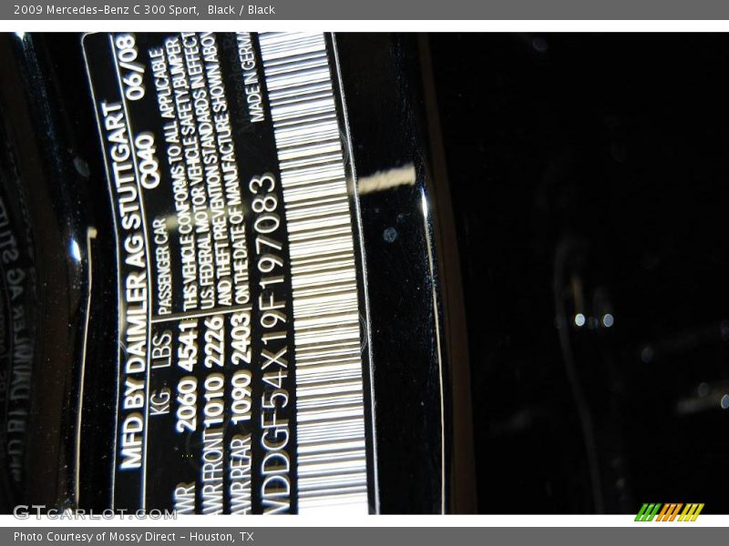 Black / Black 2009 Mercedes-Benz C 300 Sport