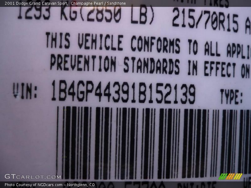 Champagne Pearl / Sandstone 2001 Dodge Grand Caravan Sport