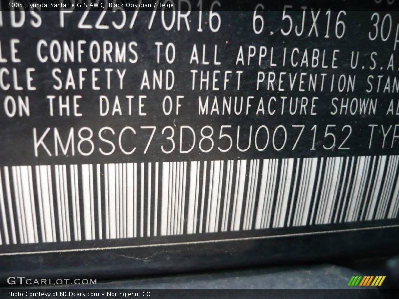 Black Obsidian / Beige 2005 Hyundai Santa Fe GLS 4WD