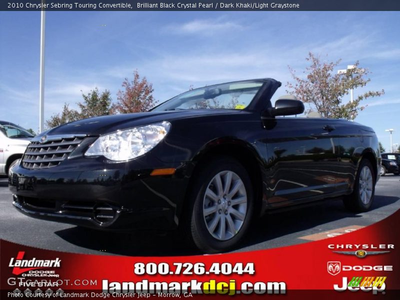 Brilliant Black Crystal Pearl / Dark Khaki/Light Graystone 2010 Chrysler Sebring Touring Convertible