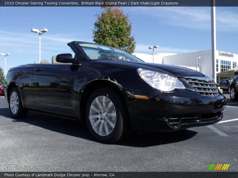Brilliant Black Crystal Pearl / Dark Khaki/Light Graystone 2010 Chrysler Sebring Touring Convertible