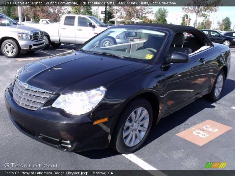 Brilliant Black Crystal Pearl / Dark Khaki/Light Graystone 2010 Chrysler Sebring Touring Convertible