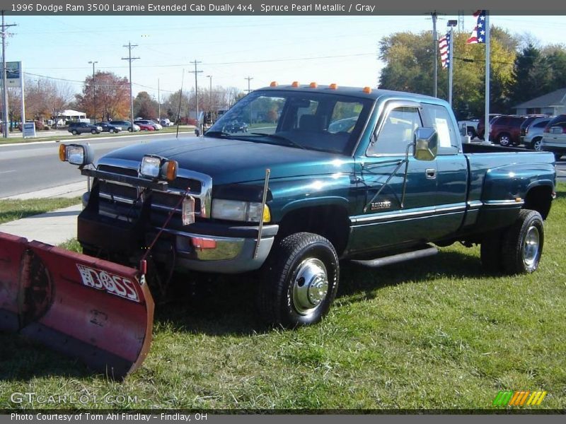 Spruce Pearl Metallic / Gray 1996 Dodge Ram 3500 Laramie Extended Cab Dually 4x4