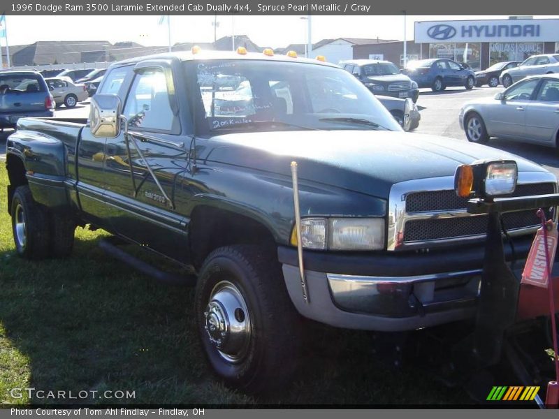 Spruce Pearl Metallic / Gray 1996 Dodge Ram 3500 Laramie Extended Cab Dually 4x4