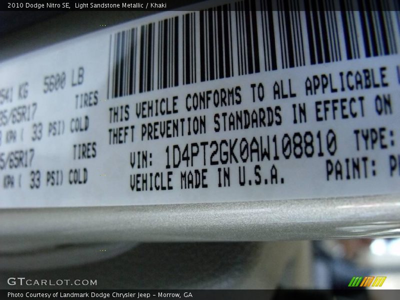 Light Sandstone Metallic / Khaki 2010 Dodge Nitro SE