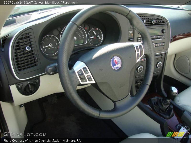 Black / Parchment 2007 Saab 9-3 2.0T Convertible