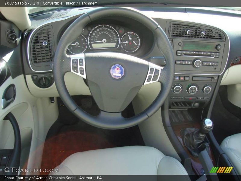 Black / Parchment 2007 Saab 9-3 2.0T Convertible