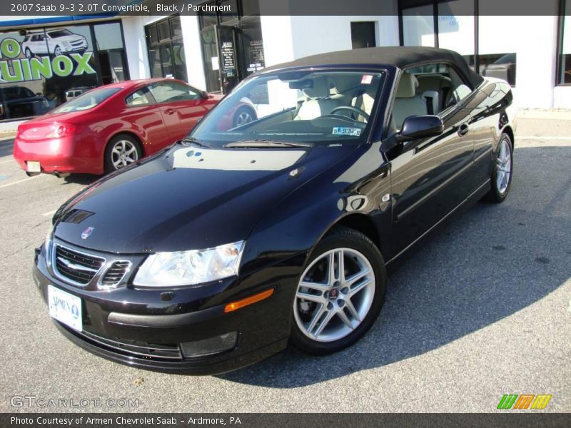 Black / Parchment 2007 Saab 9-3 2.0T Convertible