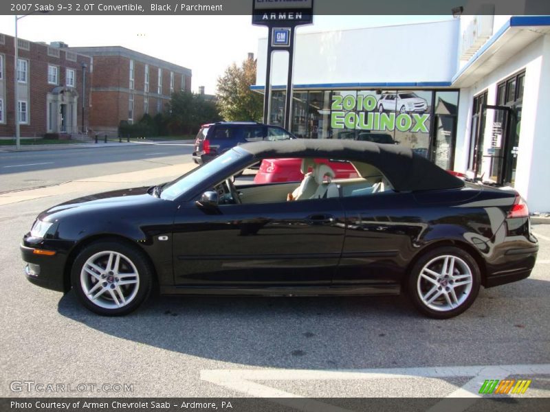 Black / Parchment 2007 Saab 9-3 2.0T Convertible