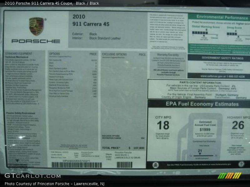Black / Black 2010 Porsche 911 Carrera 4S Coupe
