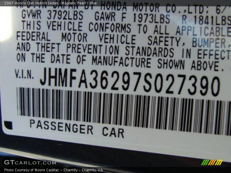 Magnetic Pearl / Blue 2007 Honda Civic Hybrid Sedan