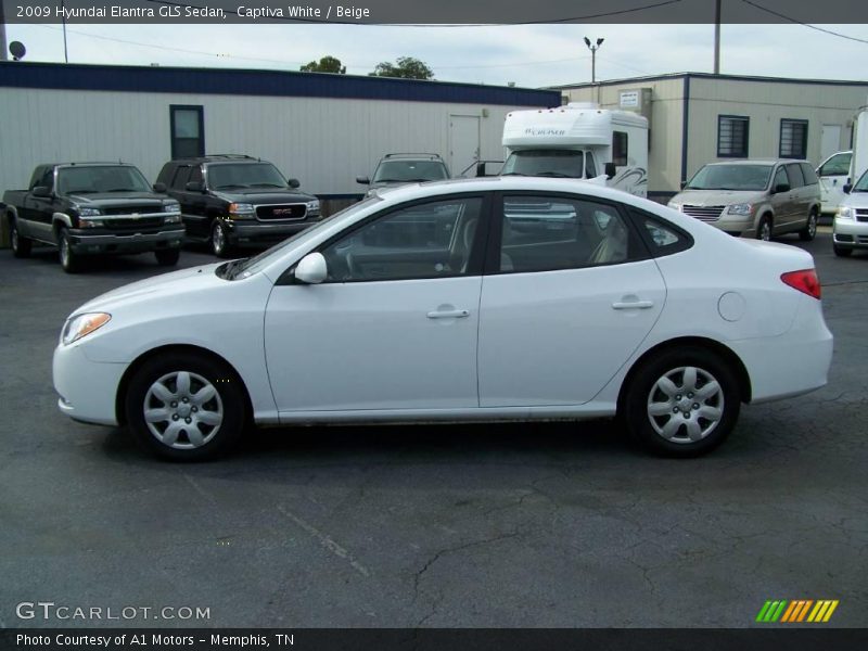 Captiva White / Beige 2009 Hyundai Elantra GLS Sedan