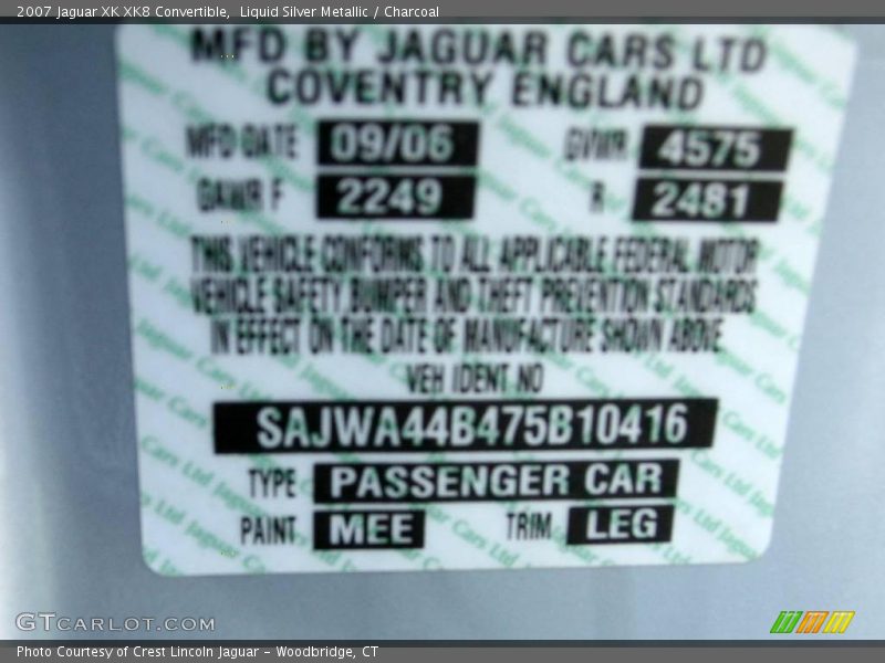 Liquid Silver Metallic / Charcoal 2007 Jaguar XK XK8 Convertible