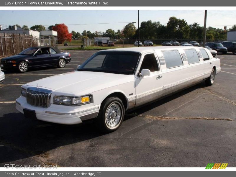 Performance White / Red 1997 Lincoln Town Car Limousine