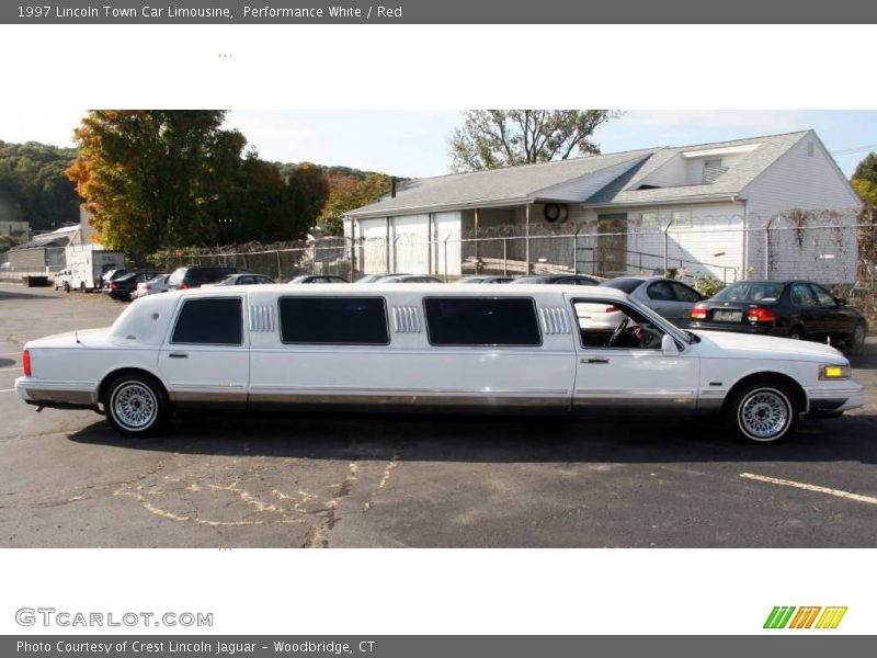 Performance White / Red 1997 Lincoln Town Car Limousine