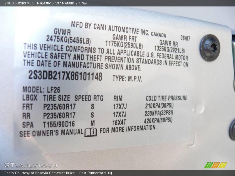 Majestic Silver Metallic / Grey 2008 Suzuki XL7