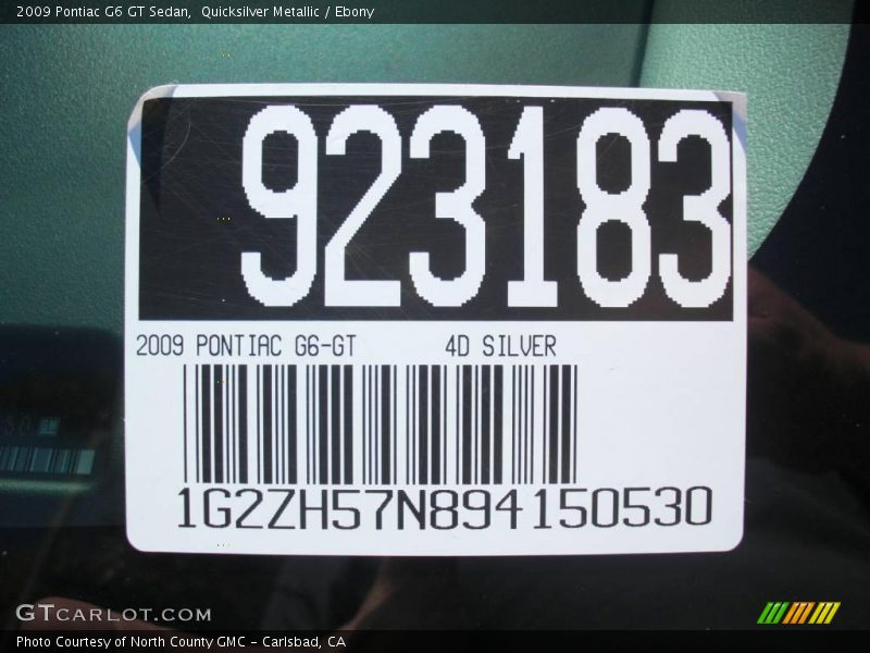 Quicksilver Metallic / Ebony 2009 Pontiac G6 GT Sedan