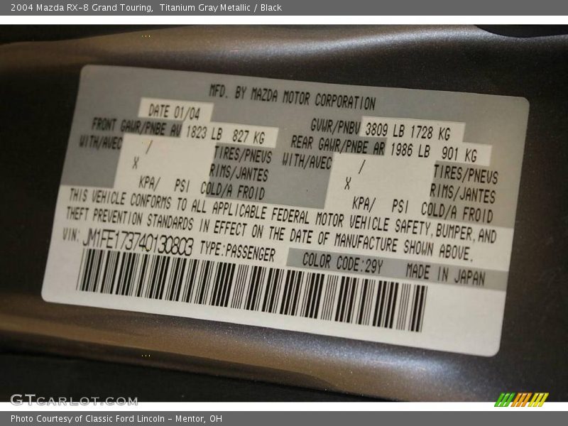 Titanium Gray Metallic / Black 2004 Mazda RX-8 Grand Touring