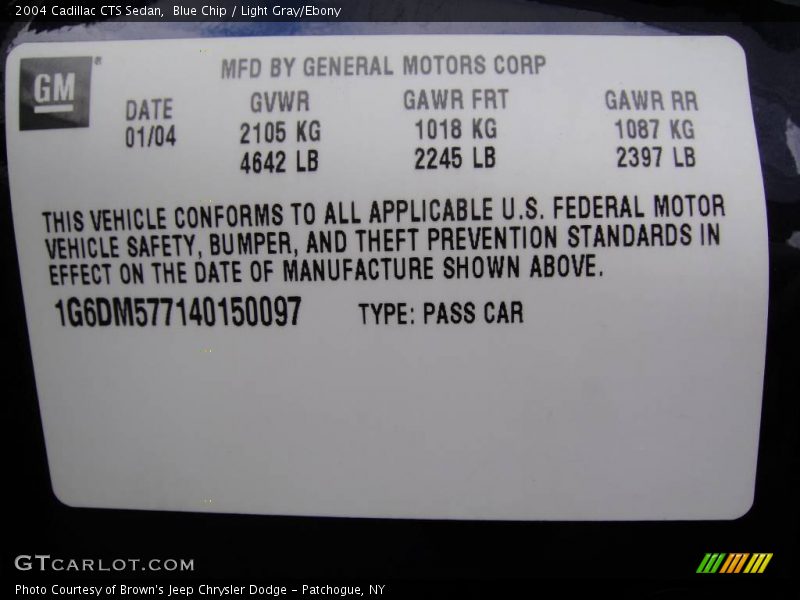 Blue Chip / Light Gray/Ebony 2004 Cadillac CTS Sedan