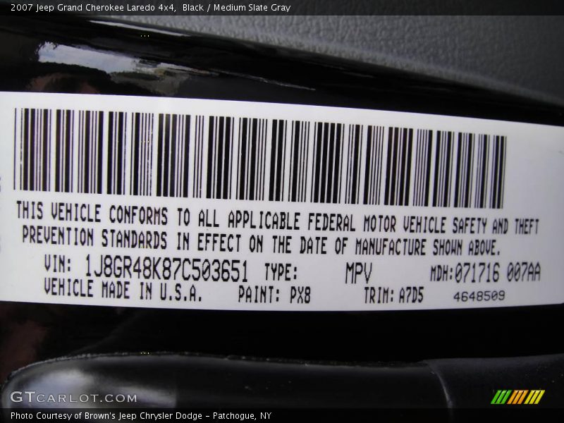 Black / Medium Slate Gray 2007 Jeep Grand Cherokee Laredo 4x4
