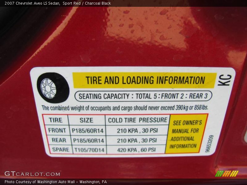 Sport Red / Charcoal Black 2007 Chevrolet Aveo LS Sedan