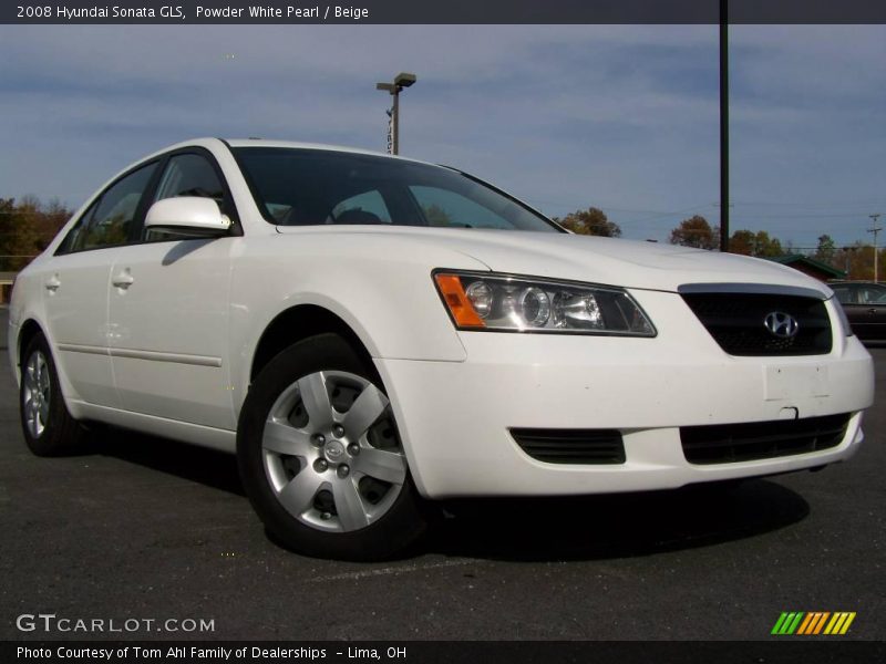 Powder White Pearl / Beige 2008 Hyundai Sonata GLS