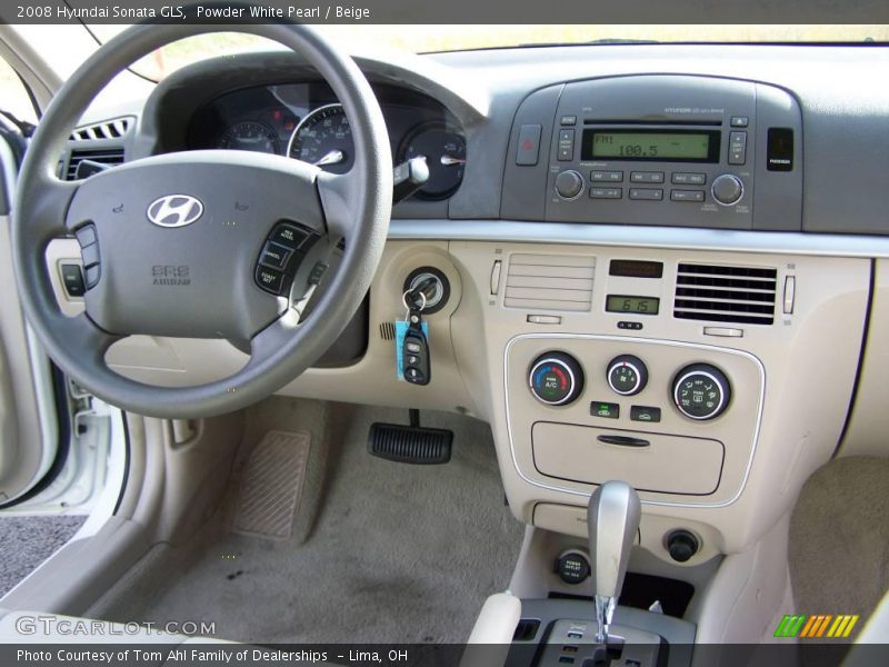 Powder White Pearl / Beige 2008 Hyundai Sonata GLS