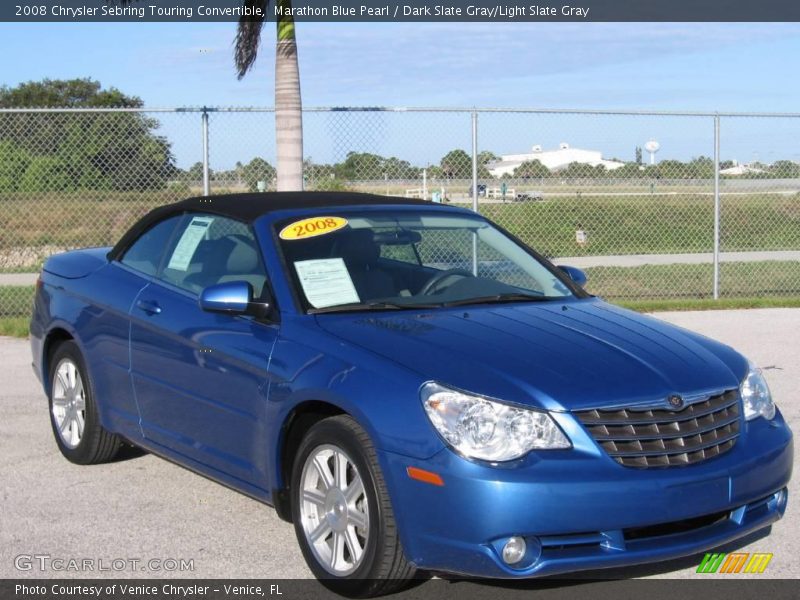 Marathon Blue Pearl / Dark Slate Gray/Light Slate Gray 2008 Chrysler Sebring Touring Convertible