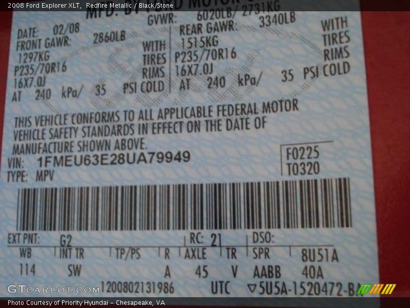 Redfire Metallic / Black/Stone 2008 Ford Explorer XLT