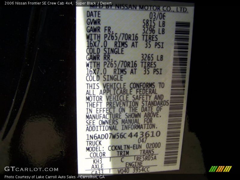 Super Black / Desert 2006 Nissan Frontier SE Crew Cab 4x4