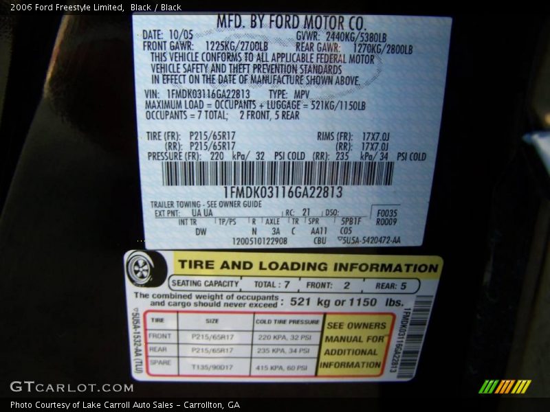 Black / Black 2006 Ford Freestyle Limited
