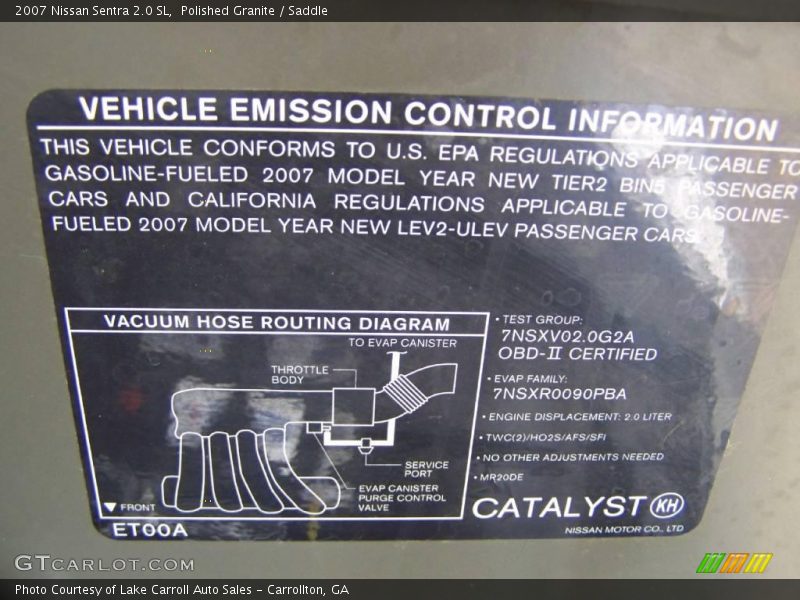 Polished Granite / Saddle 2007 Nissan Sentra 2.0 SL