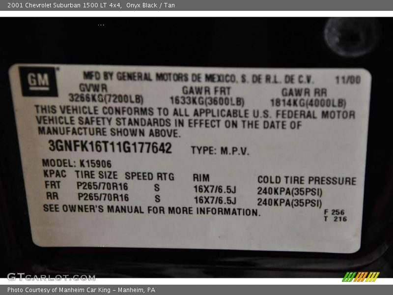 Onyx Black / Tan 2001 Chevrolet Suburban 1500 LT 4x4