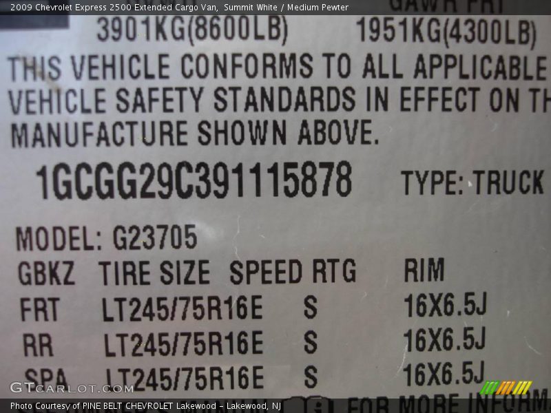 Summit White / Medium Pewter 2009 Chevrolet Express 2500 Extended Cargo Van